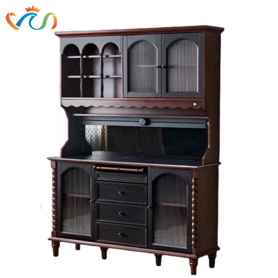 TỦ KỆ BẾP GỖ VT123 – PHONG CÁCH VINTAGE CHÂU ÂU SANG TRỌNG & NGHỆ THUẬT