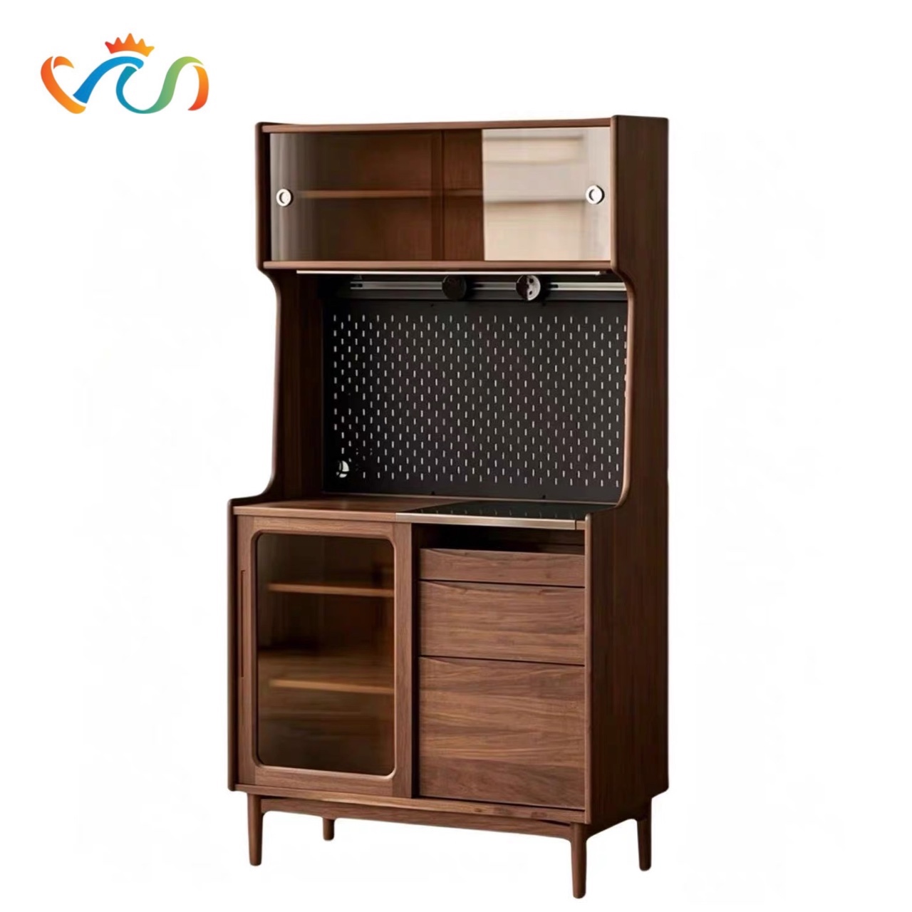TỦ KỆ BẾP GỖ VT136 – PHONG CÁCH MID-CENTURY MODERN SANG TRỌNG