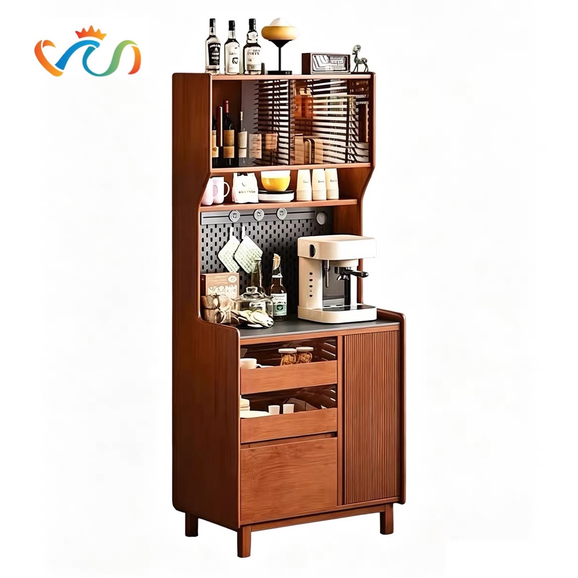 TỦ KỆ BẾP GỖ VT138 – PHONG CÁCH MID-CENTURY MODERN SANG TRỌNG