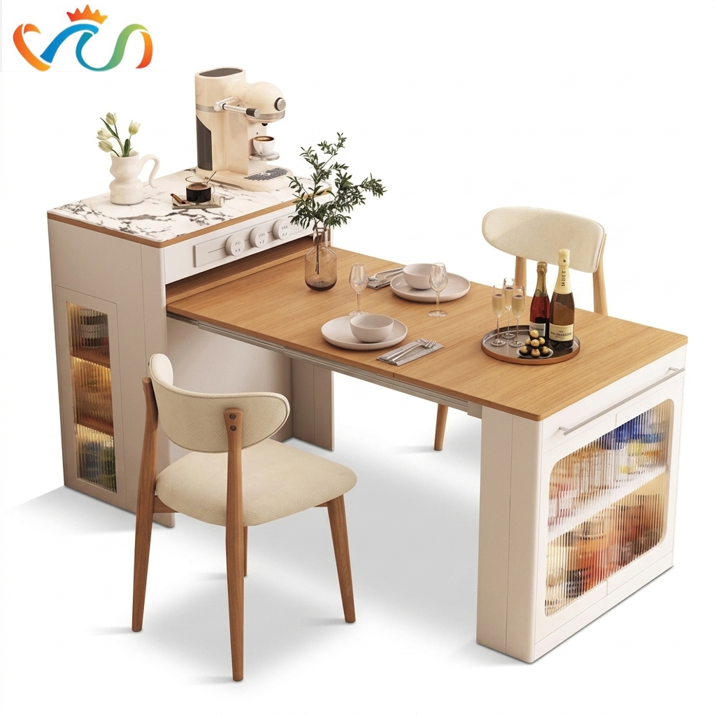 Bàn đảo gỗ tự nhiên thông minh VUADECOR VBTM137