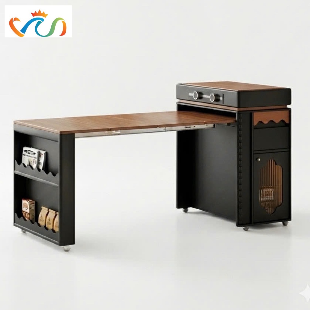 Bàn đảo gỗ tự nhiên thông minh VUADECOR VBTM136