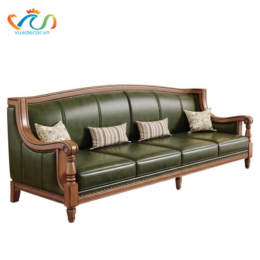 Ghế Sofa Da Cao Cấp VUADECOR VS151 - Sofa Phong Cách Tân Cổ Điển Sang Trọng