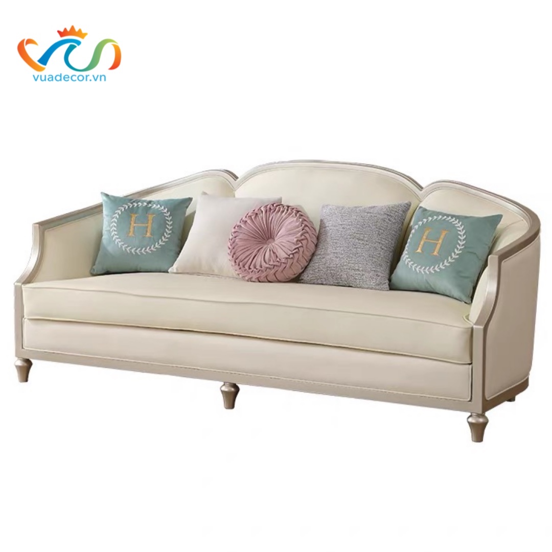 Ghế Sofa Da Cao Cấp VUADECOR VS155 - Sofa Phong Cách Tân Cổ Điển Sang Trọng