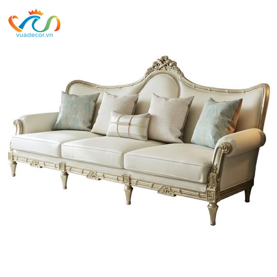 Ghế Sofa Da Cao Cấp VUADECOR VS161 - Sofa Phong Cách Vương Giả - Tân Cổ Điển Sang Trọng