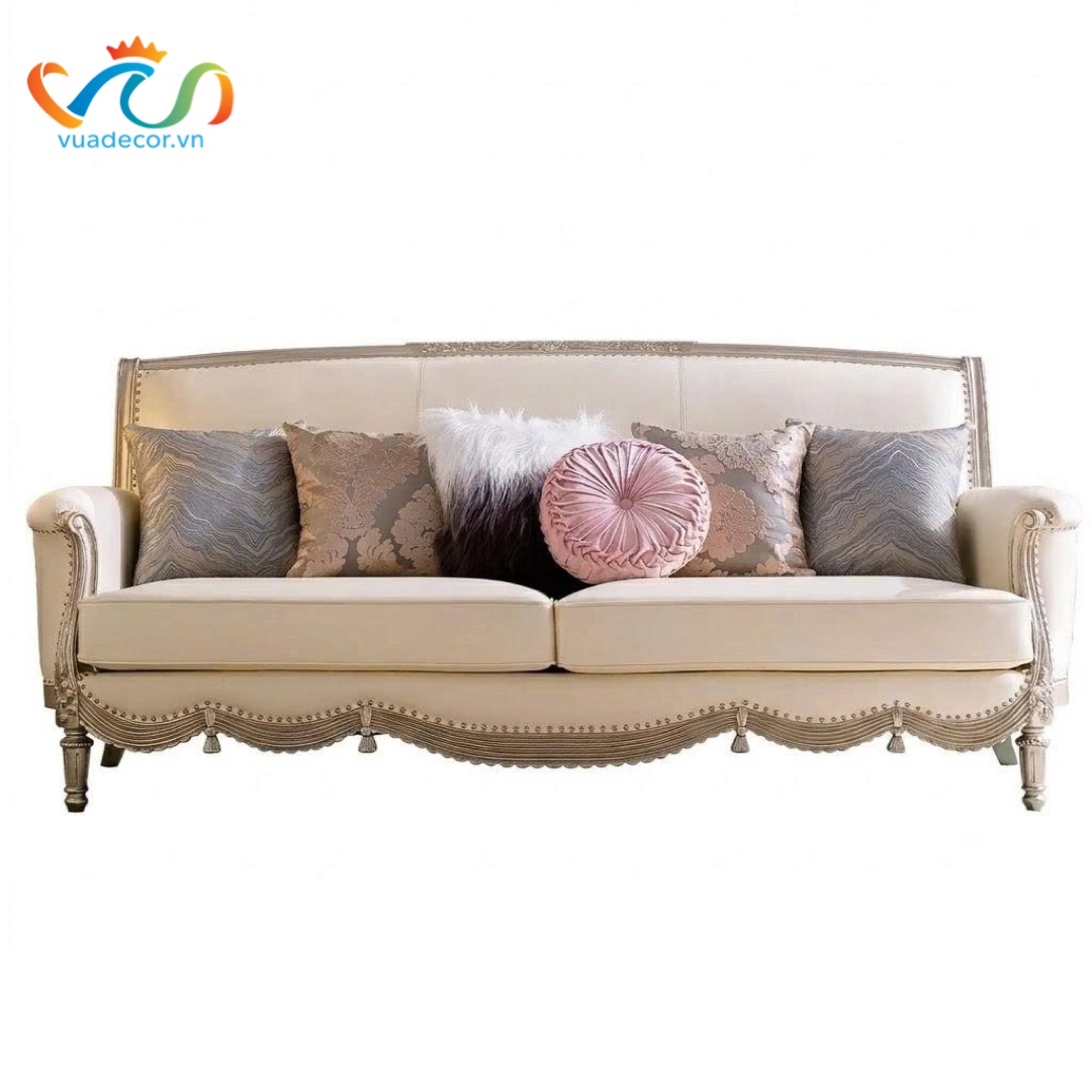 Ghế Sofa Da Cao Cấp VUADECOR VS163 - Sofa Phong Cách Tân Cổ Điển Sang Trọng