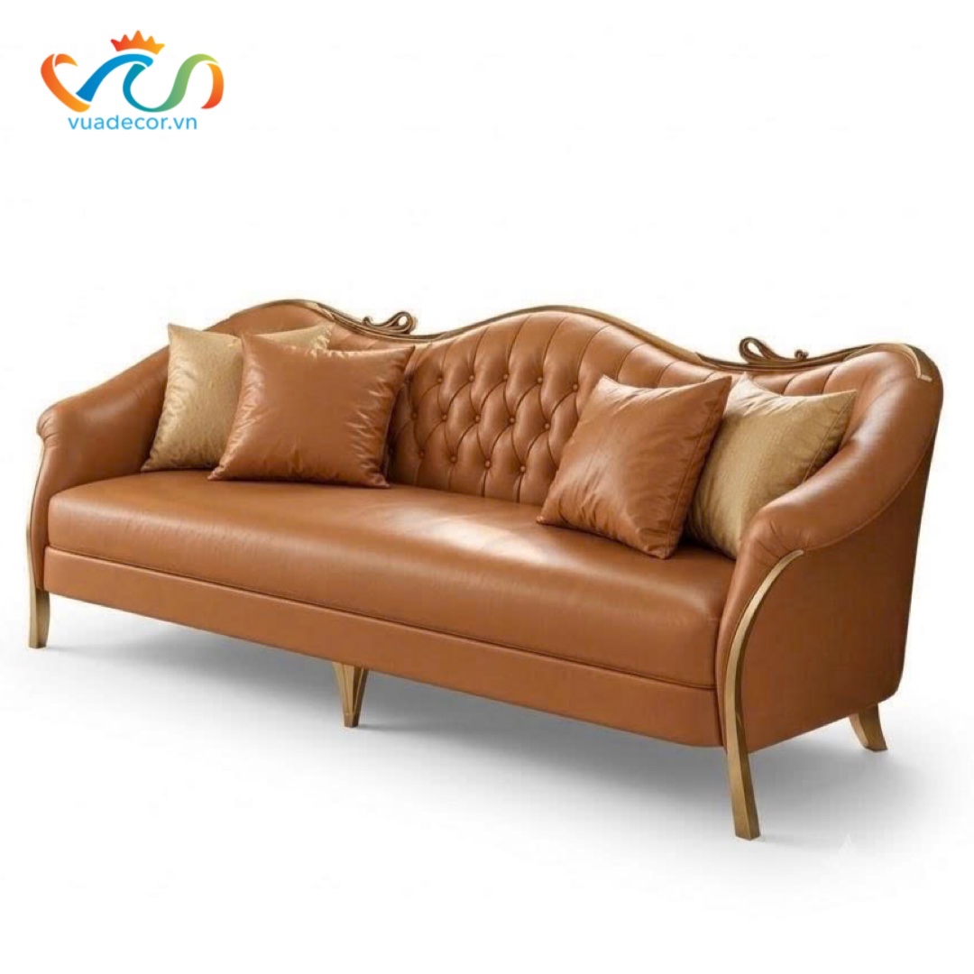 Ghế Sofa Da Cao Cấp VUADECOR VS168 - Sofa Phong Cách Tân Cổ Điển Sang Trọng Thanh Lịch
