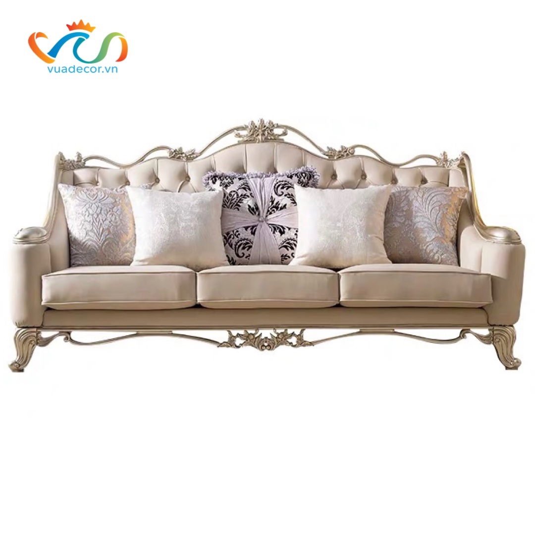 Ghế Sofa Da Cao Cấp VUADECOR VS174 - Sofa Phong Cách Vương Giả - Tân Cổ Điển Sang Trọng