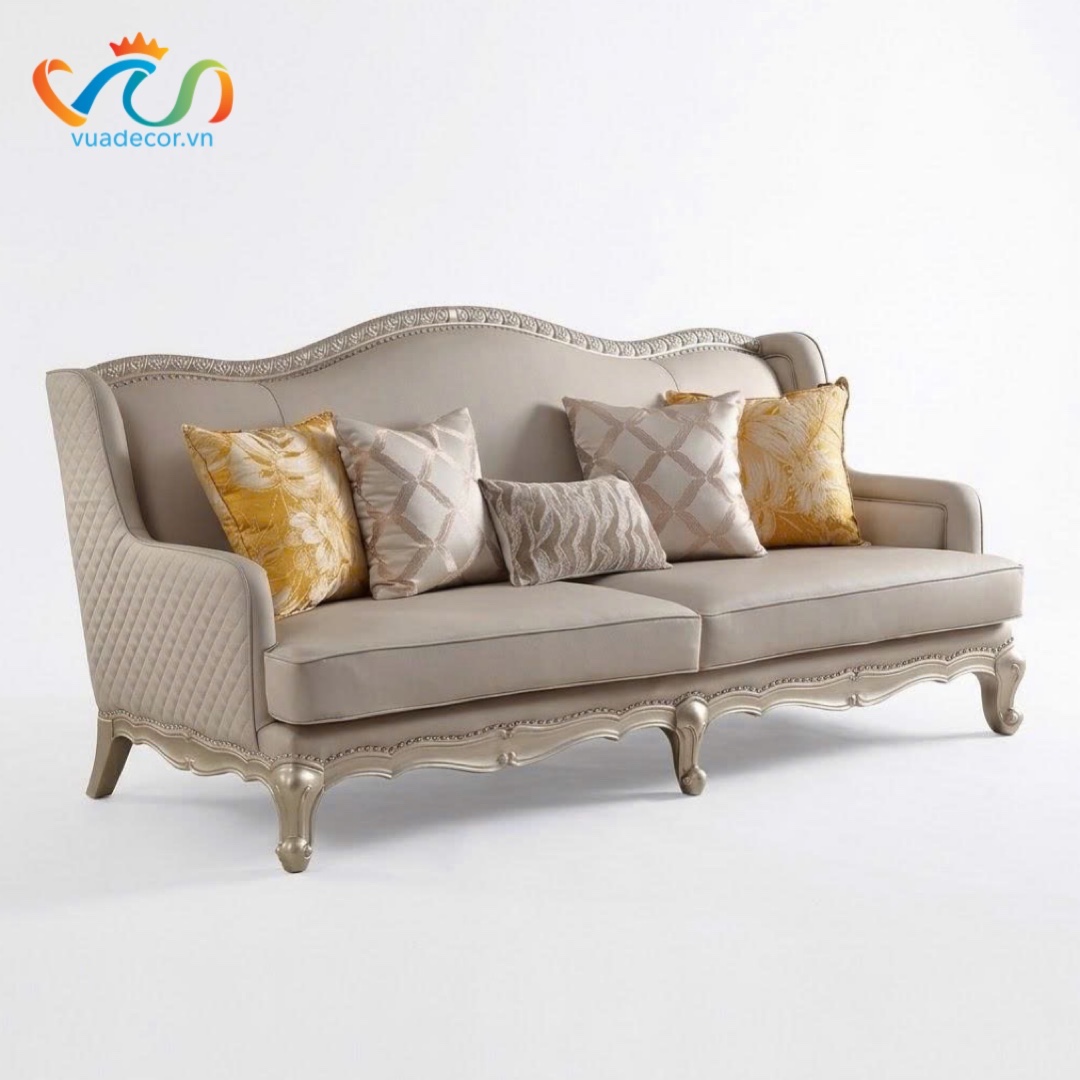 Ghế Sofa Da Cao Cấp VUADECOR VS175 - Sofa Phong Cách Vương Giả - Tân Cổ Điển Sang Trọng