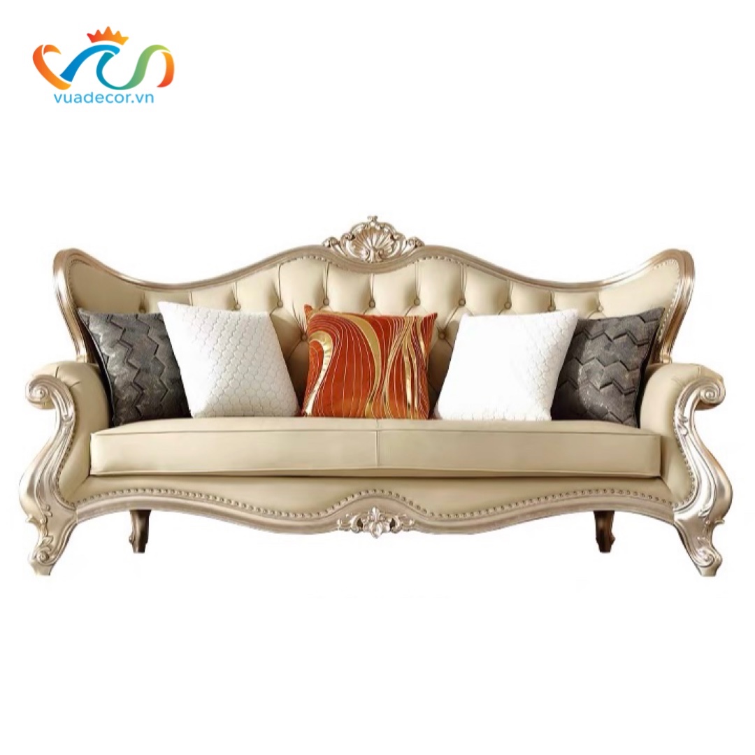 Ghế Sofa Da Cao Cấp VUADECOR VS179 - Sofa Phong Cách Vương Giả - Tân Cổ Điển Sang Trọng