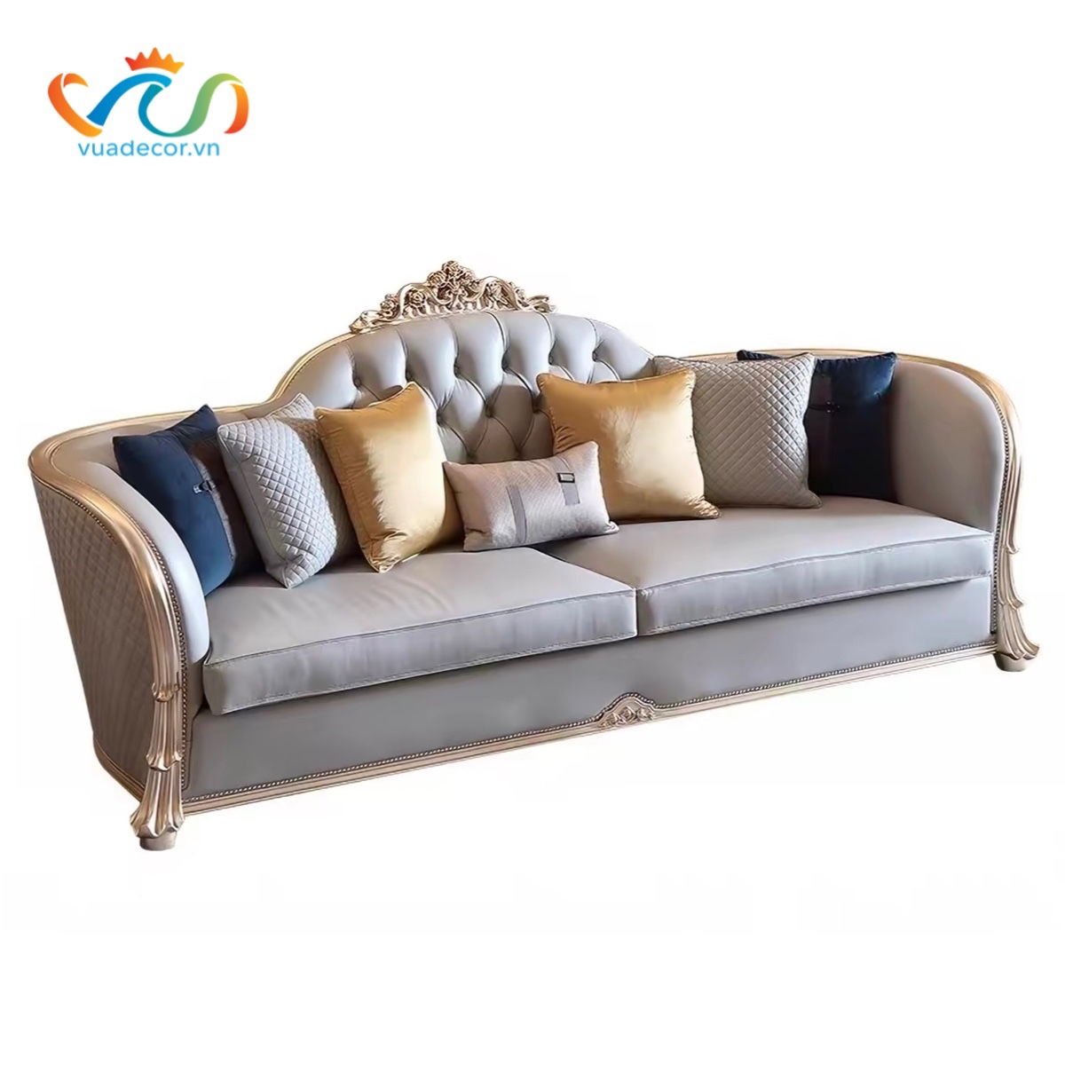 Ghế Sofa Da Cao Cấp VUADECOR VS180 - Sofa Phong Cách Tân Cổ Điển Sang Trọng
